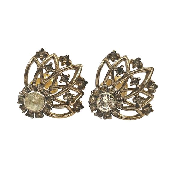Jomaz Jewelry - Vintage JOMAZ Statement Rhinestone Clip-On Earrings